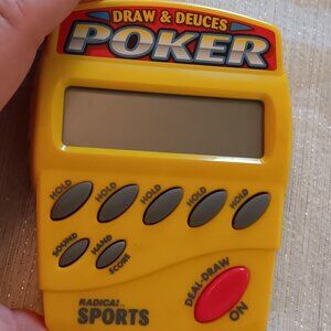 Vintage Radica DRAW & DEUCES Sports Poker Handheld 2-in-1 LCD travel pocket game